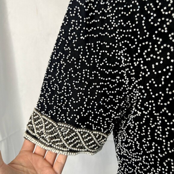 Laurence Kazar Vintage Silk Beaded Embellished Evening Cocktail Blouse Size XL - Picture 4 of 9